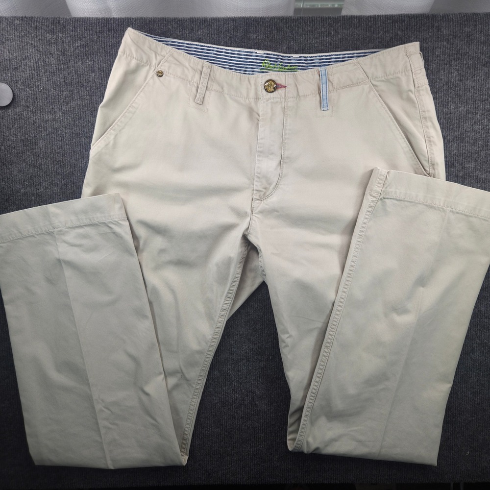 Robert Graham Chinos Mens 34 Beige Cotton Pants Tailored Classic Chino Good